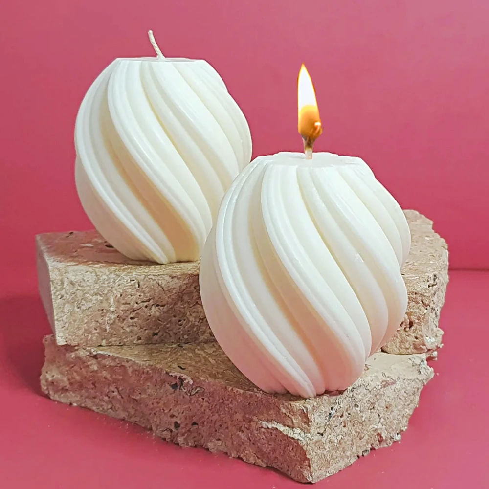 3d Rotating Wave Candle Mold Diy Abstract Art Geometric Columnar Candle