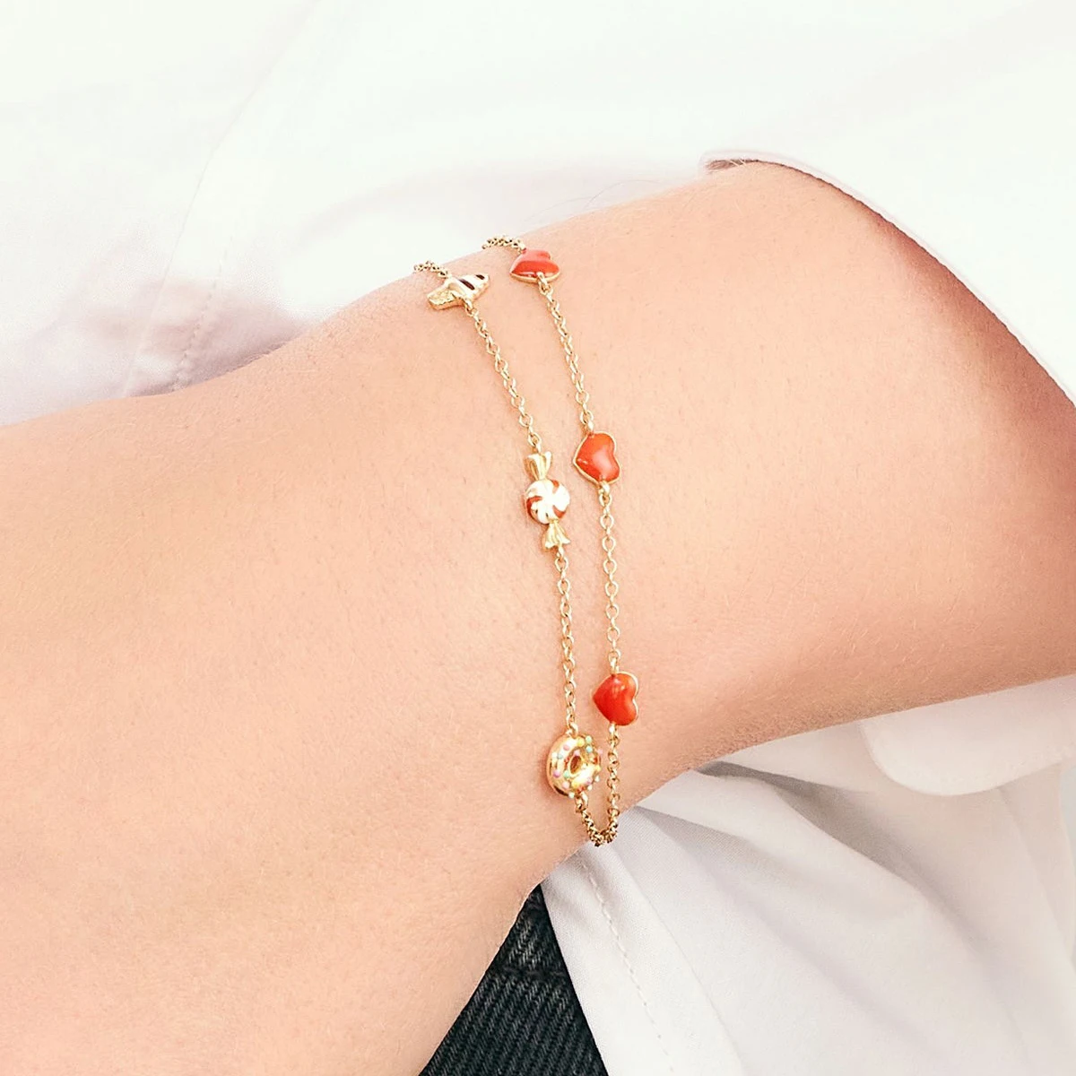 Cute Donuts Ice Cream Candies Bracelets 18K Gold Plated Hypoallergenic Chain Bracelet Hand Strings Gift Fashion Jewelry 2025 New