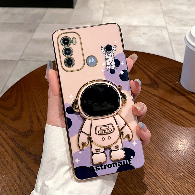 Cute Astronaut Plating Phone Holder Case - Stylish Protective Cover