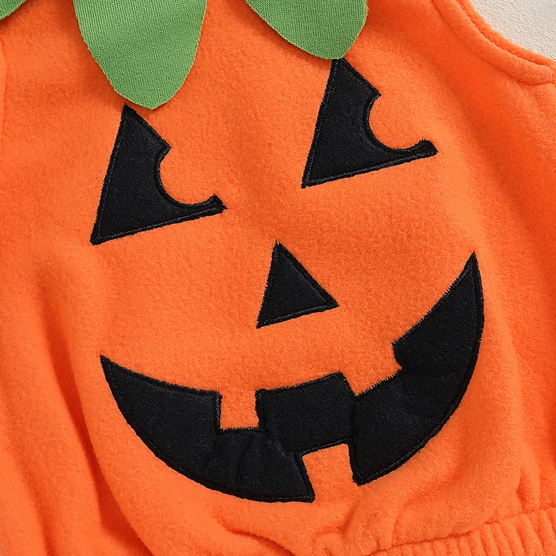 Adorable Infant Halloween Dress Up Set with Sleeveless Pumpkin Shirt and Matching Hat for Boys and Girls-Fun Role Play