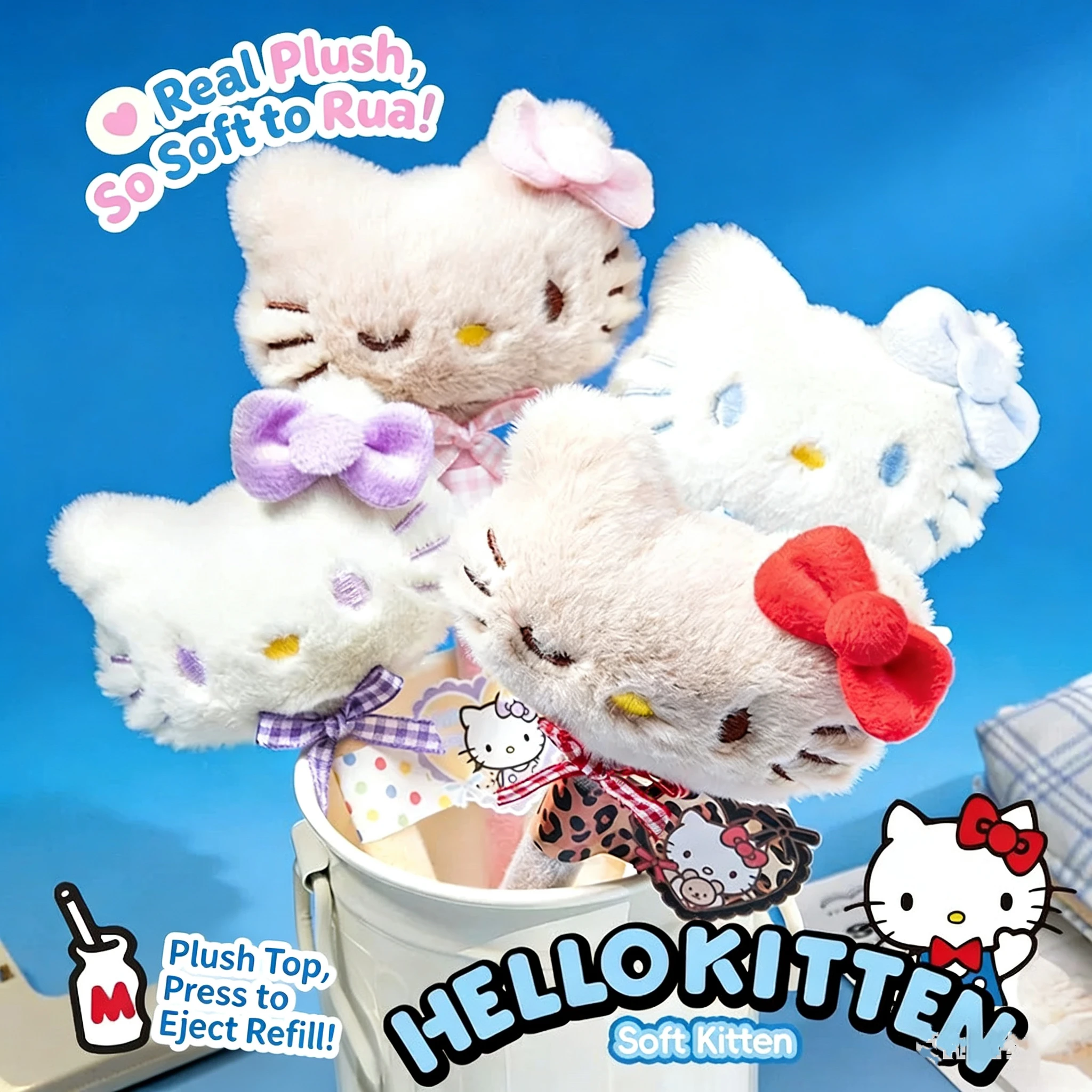 헬로키티 플러시 젤 펜, 귀엽고 깜찍한 푹신한 볼펜, 0.5mm 검정 잉크, 속건성, 여자아이들을 위한 예쁜 문구 선물