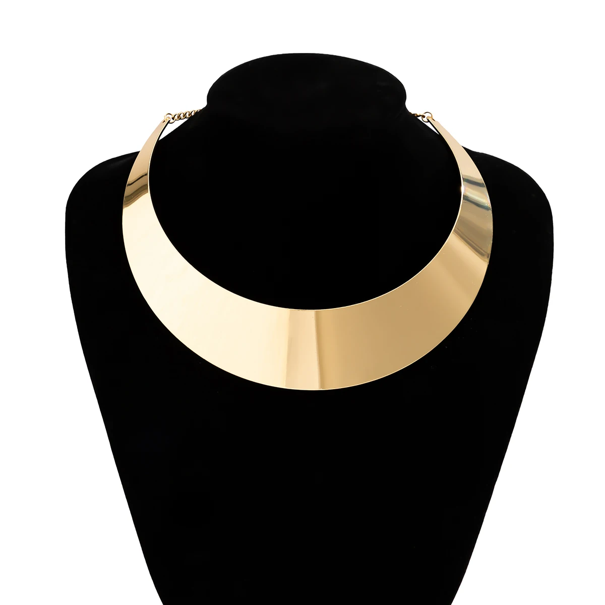 Women Jewelry Metal Choker Necklace Exaggerated Chunky Metal Wire Torques Choker Necklace Women Collar Punk Gold Color Wide Smooth Chain Jewelry Bijoux Steampunk