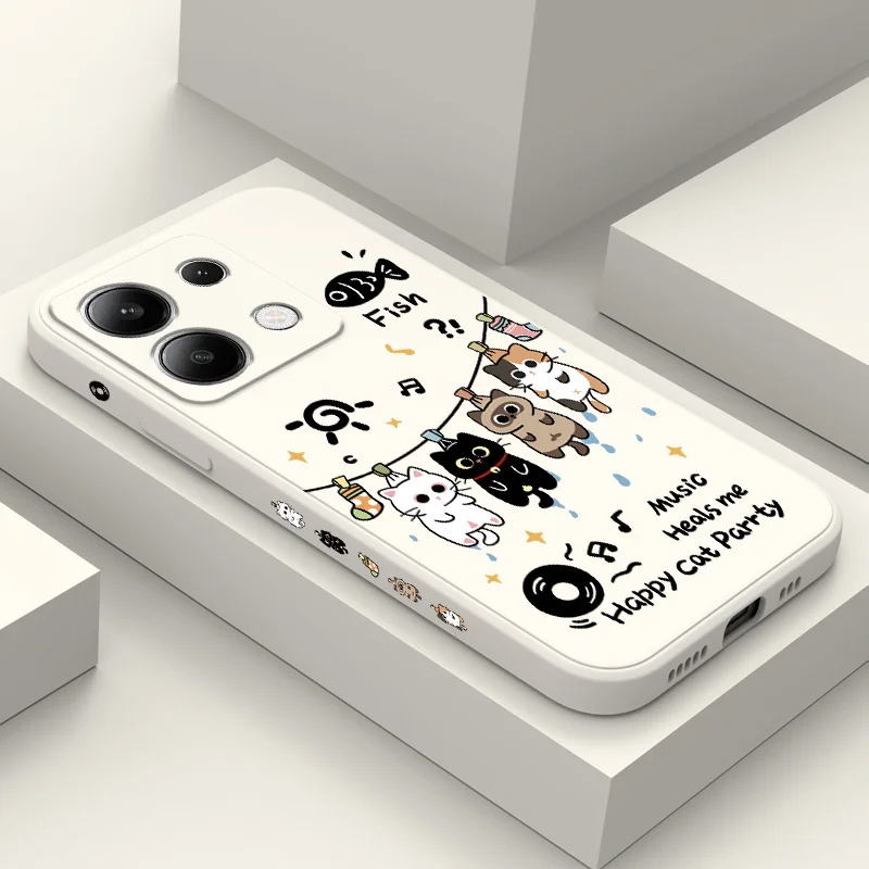 Capa de telefone seca para gato, para xiaomi redmi note 14 13 12 12s 11 11s 10 10s 9 9s pro plus 4g 5g capa de silicone líquido