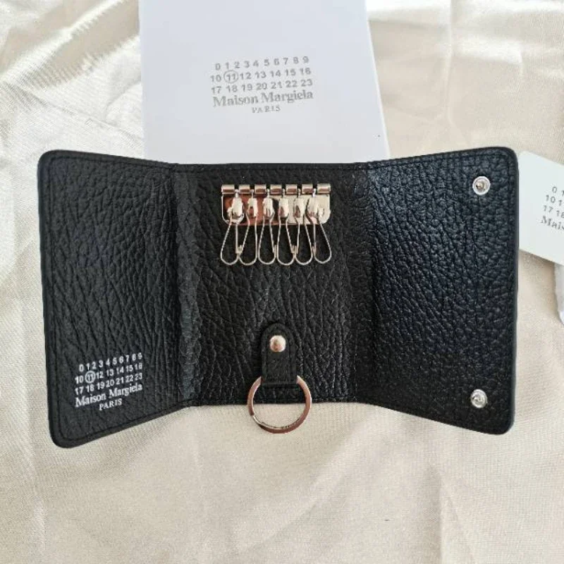 

Складной кошелек для ключей MM6, складной вшитый топ из воловьей кожи, тройной складной кошелек для карт, Модный деловой кошелек