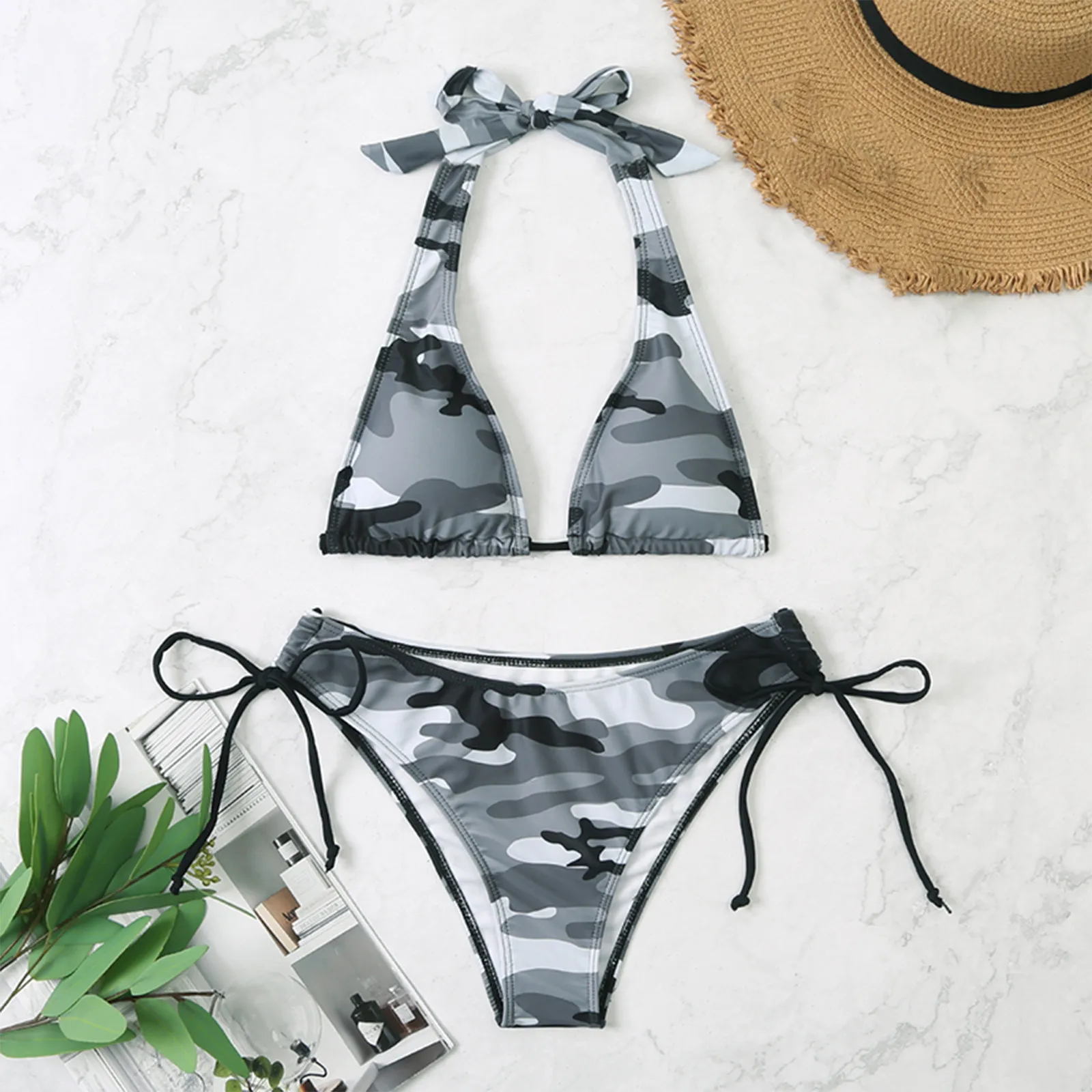 Women Summer Cool Bikini Set Backless Lace-up Thin Low Waist Female Swimsuit Simple Design Cool Woman Swimwear 2022 swimsuit Bikini Sets