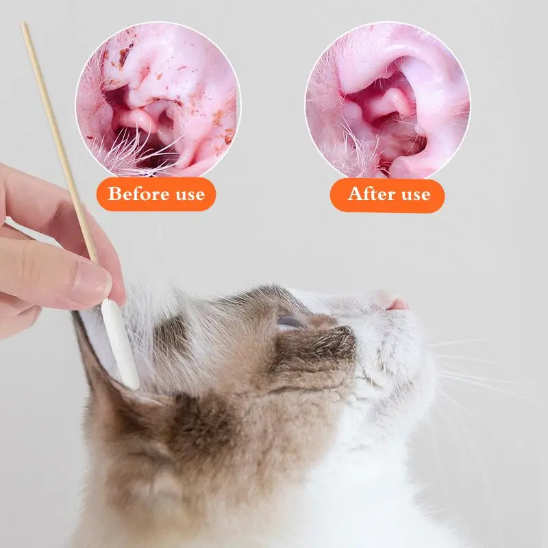 400Pcs Pet Ear Cleaner Cotton Buds Animal Ear Cleaner Big Cotton Swab Sticks Buds for Cat Dog Wax Removal pet ear cleaner