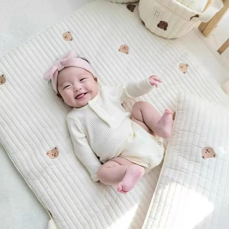 Ins Baby Mattress Cotton Animal Bear Children's Kindergarten Bed Cushion Thickened Quilted Portable Mattress Cute Baby