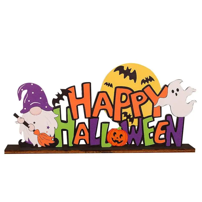 

Halloween Centerpieces Halloween Wooden Tabletop Ornament Ghost Faceless Old Man Pumpkin Letter Sign Spooky Halloween Decor