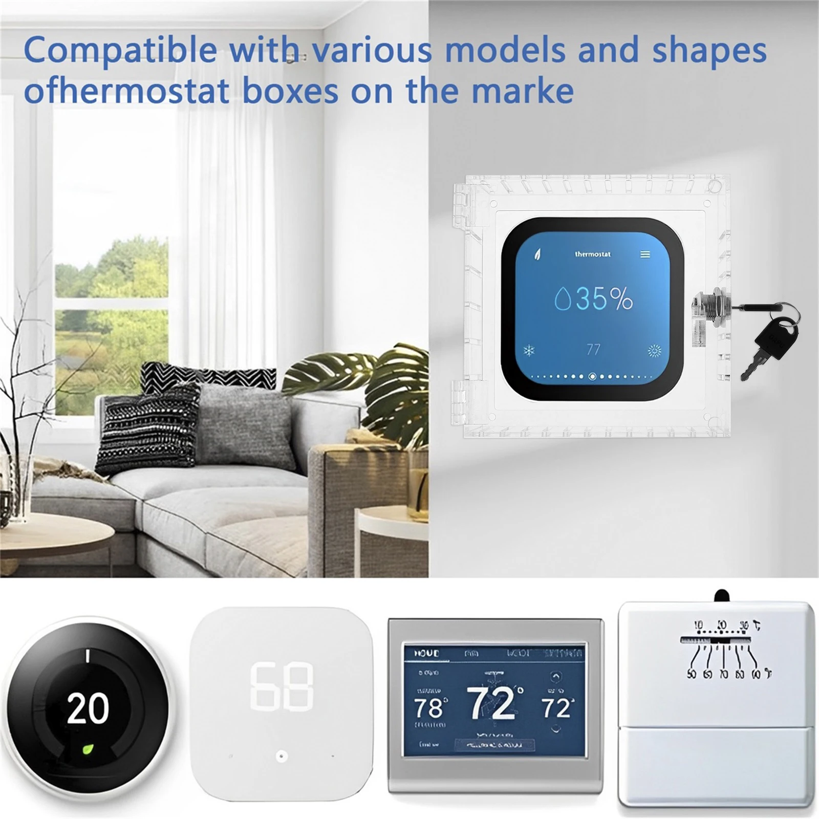 Universal Thermostat Lock Box With Key Clear Acrylic Thermostat Cover With Lock Large Guard Easy to Install For Home socket protection cover