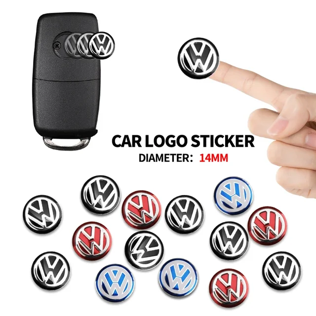 14MM Car Remote Key Sticker Aluminum Emblem Decoration Decal For Volkswagen VW Touran Beetle Golf Passat Jetta Polo Bora CC