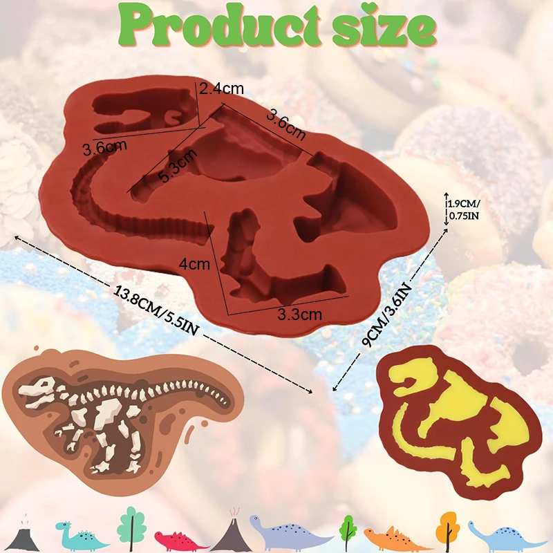 Dinosaurier Schokolade Silikonform Dino Knochen Fossil Skelett Kinder Lustige Form DIY Backwerkzeug für Süßigkeiten Gummibärchen Halloween Weihnachten – Detail 2