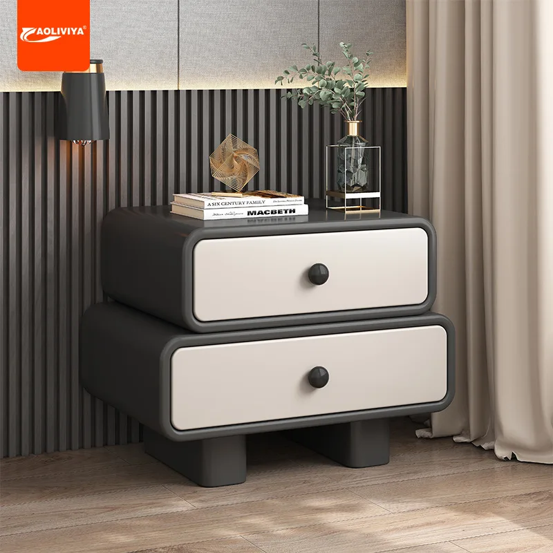 

Aoliviya New Creative Bedside Table Solid Wood Bedroom and Household Light Luxury High Sense Storage Cabinet Installation-Free M