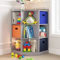RiverRidge Kids Corner Playroom Cabinet with 6 Toy Storage Cubbies and 3 Angled Shelves - Gray 1