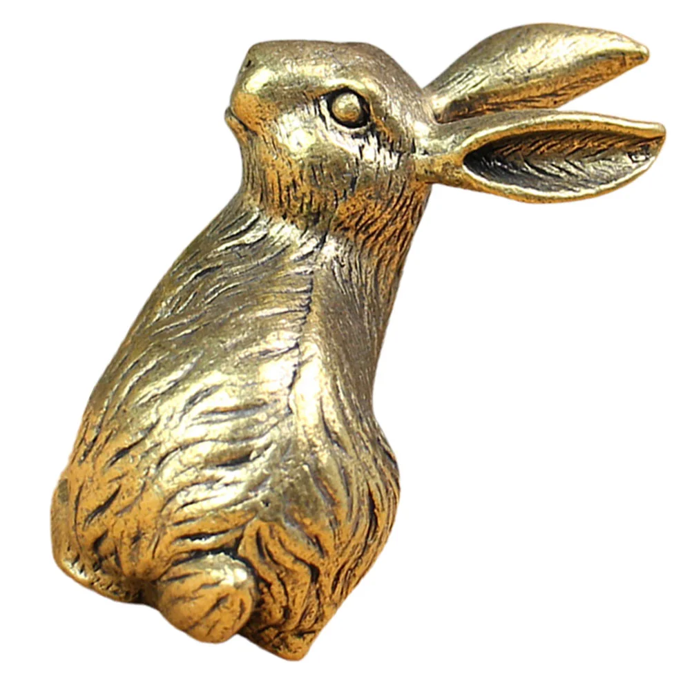 

Lifelike Miniature Rabbit Statue Brass Craft Zodiac Bunny Figurine Rabbit Figurine Decor