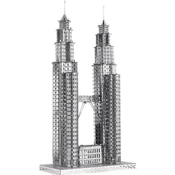 Twin Towers 3D Metal Puzzle Kit for Adults and Kids - DIY Mecha Brain Teaser Fidget Toy (Twin Towers)