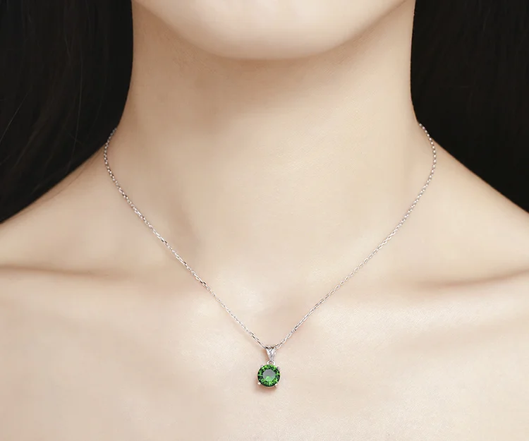 Niedliche runde CZ-Geburtssteine, Geburtstagssteine, 925er Sterlingsilber, Pingente-Anhänger, Halskette für Frauen, Mädchen, Freund, Schmuck, Bijoux – Detail 17