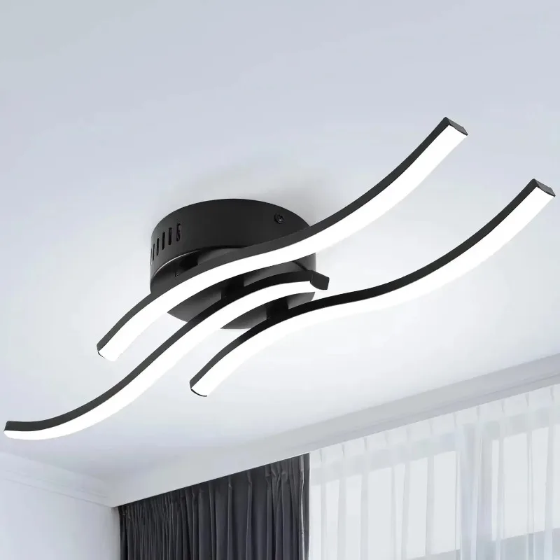 ‌ Lustre LED à 3 bras 21W 5500K avec design ondulé, plafonnier moderne pour salon, chambre à coucher, cuisine, couloir 1