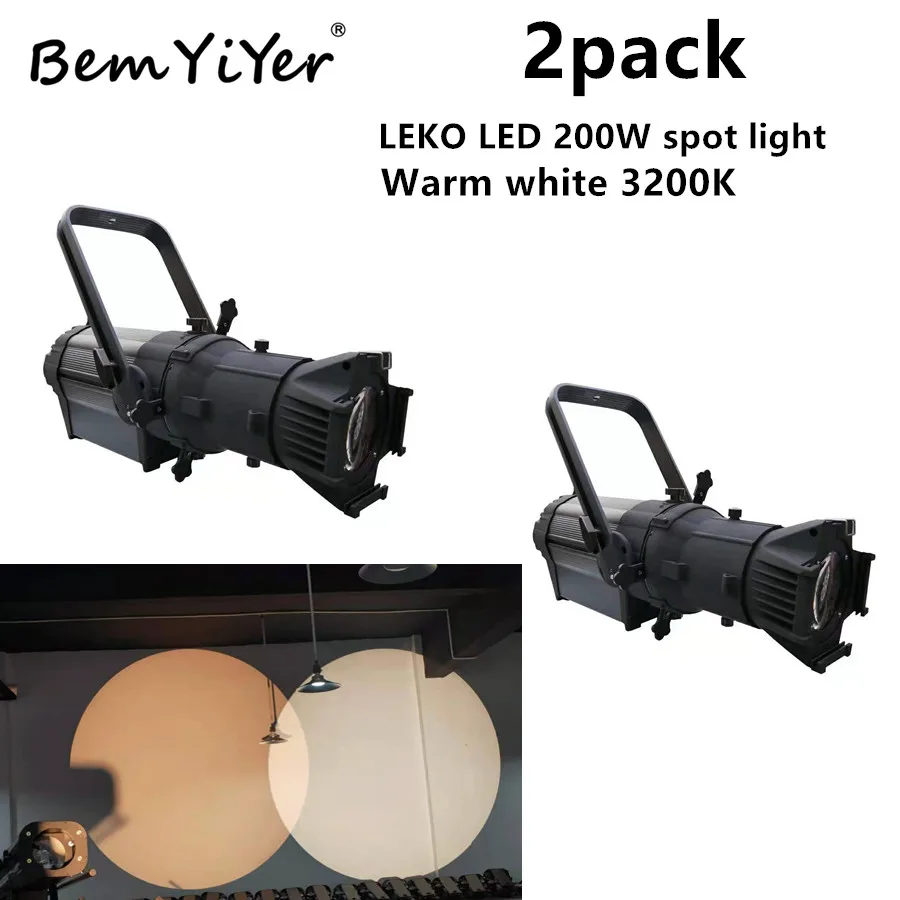 

2pack 200W LED LEKO Profile Spot Ellipsoidals Light/Warm White 3200K/DMX Dimmer strobe for Video Studio Films/Stage/Theatre