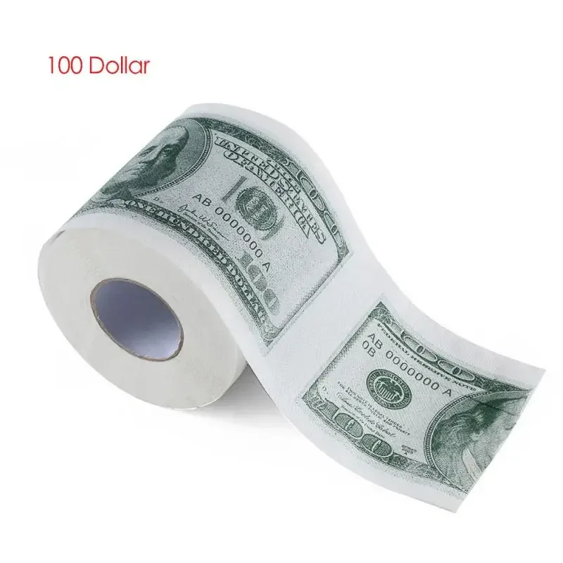 Funny One Hundred Dollar Bill Toilet Roll Paper Money Roll $100 Novel Gift 2Ply Paper Towels Tissue Bathroom Supplies