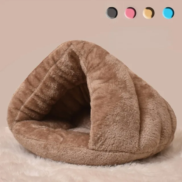 Polymères de chenil en peluche triangulaire pour animaux de compagnie, lit chaud pour chat, sac de couchage épaissi, maison pour petits chiens, fournitures pour chats, accessoires pour animaux de compagnie, hiver 1