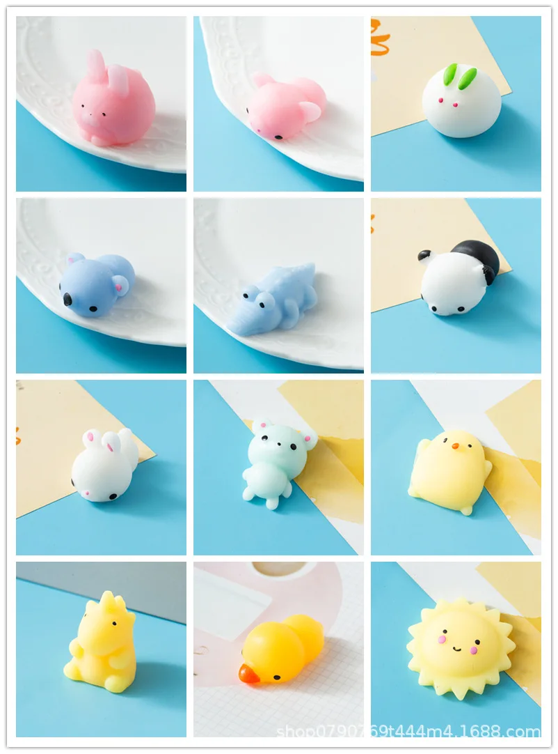 10Pcs/Set By Random Mochi Squishy Mini Kawaii Cute Animal Squishys Party Easter Gifts for Kids Stress Relief Toys mochi's fidget toys