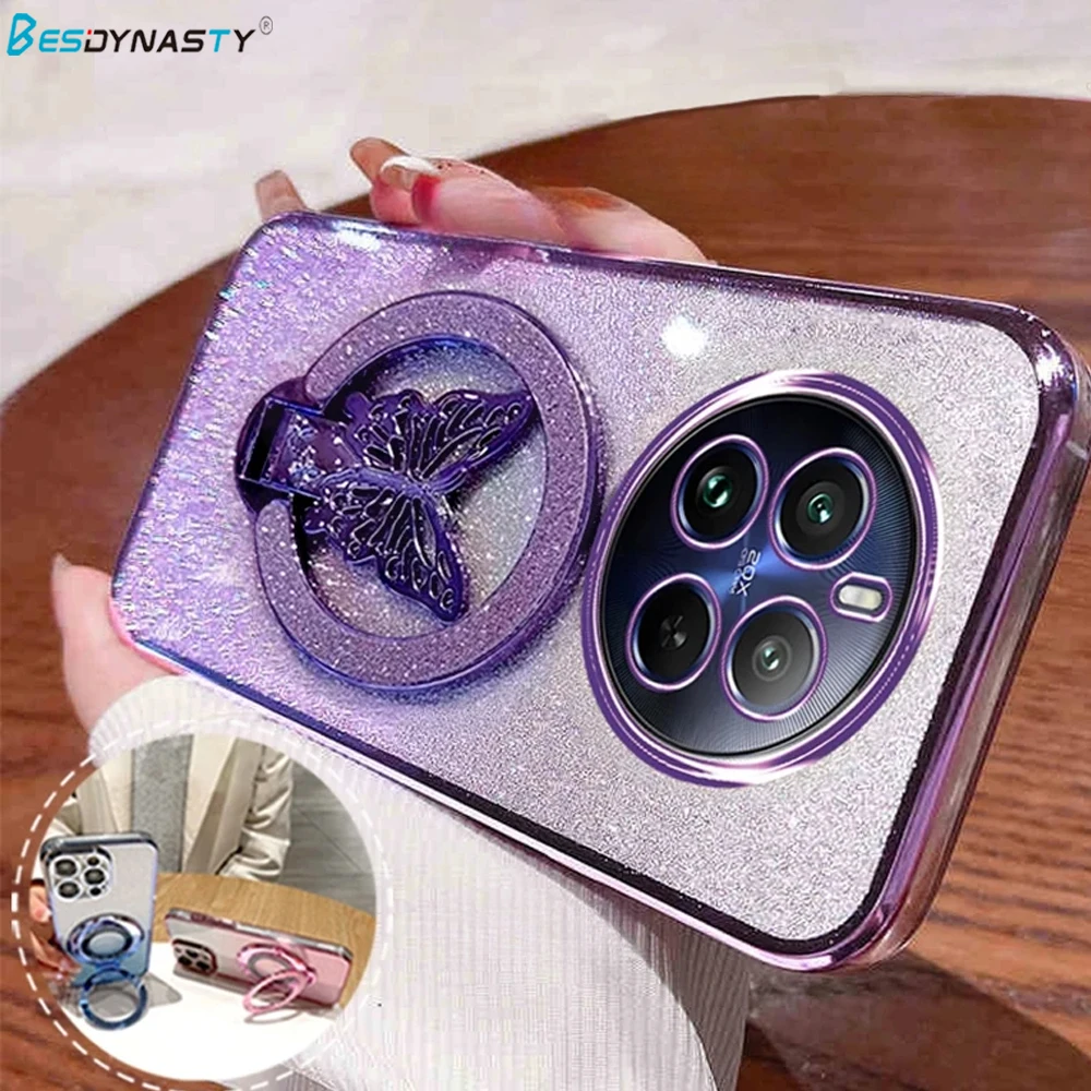 Realme Plating Butterfly Holder Silicone Phone Case