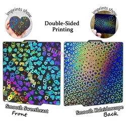 Enhanced Build Plate - Spring Steel Sheet with PEI Coating (257x257mm) - No QR Code and Mat (Heart kaleidoscope)