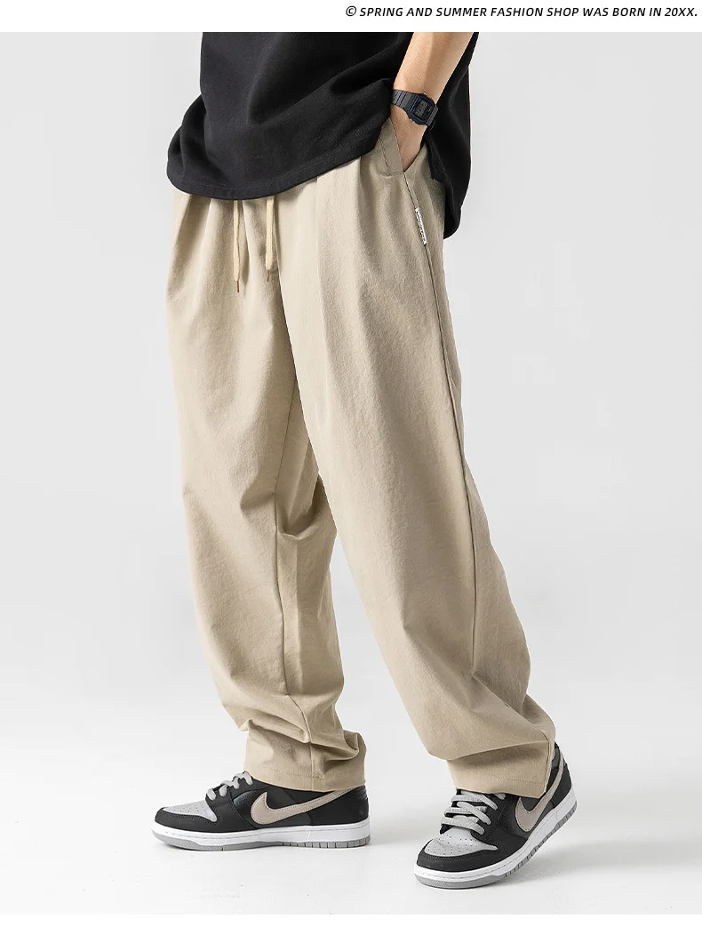 Autumn Spring AllSeason Casual Soft Solid Men's Cool Boys Button Loose All Match Suit Mountain Travel Sports Straight Pants