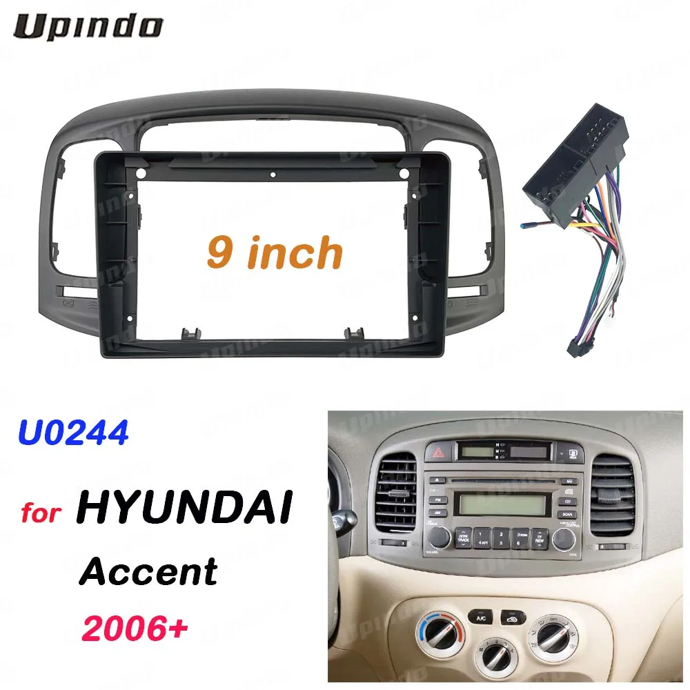 

2 Din 9 дюймов Автомобильный радиоприемник установка DVD GPS Mp5 пластиковая панель рамка и кабель для Hyundai Accent 2006 + комплект крепления для приборной панели