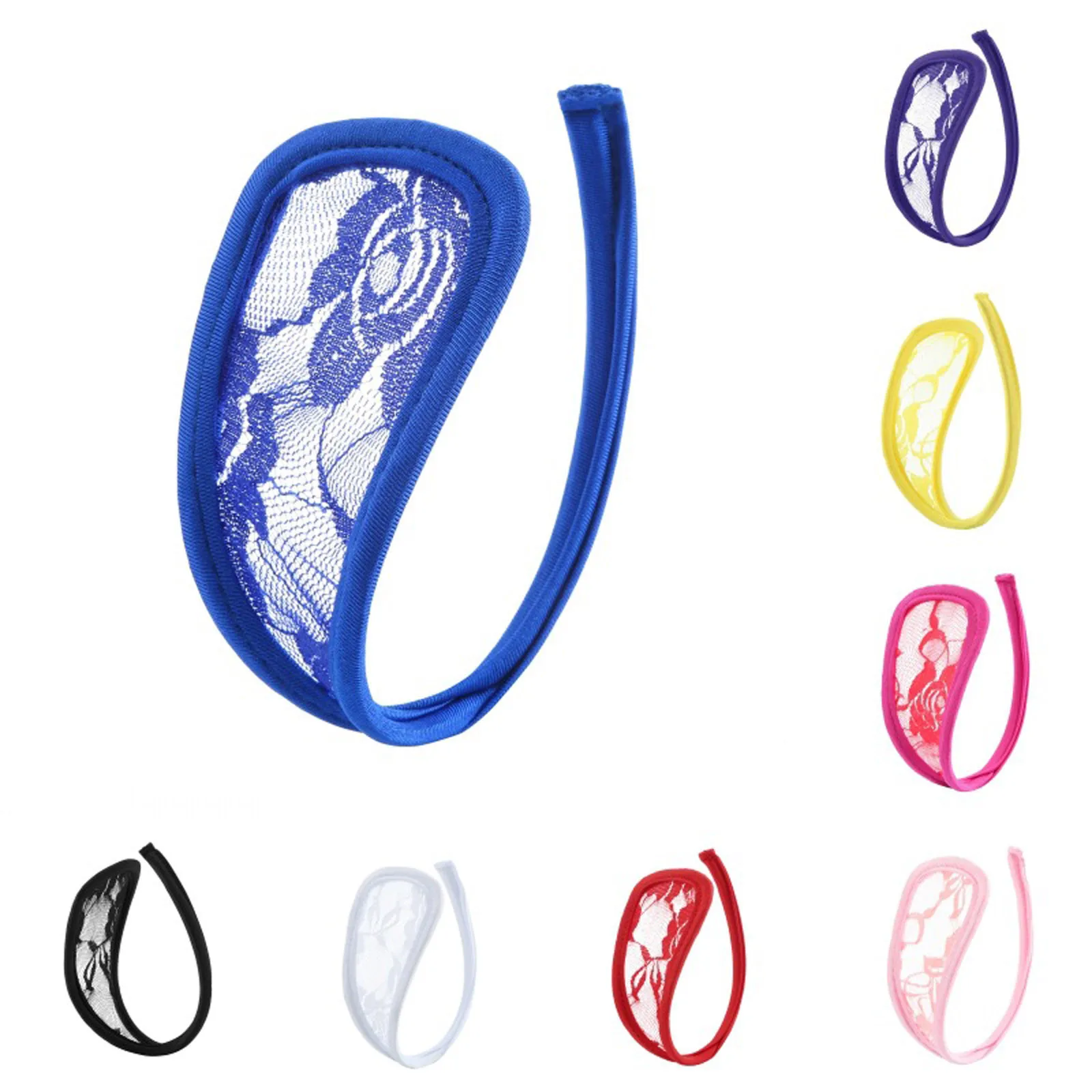 

Women's Sexy C String Spandex C Shaped Seamless Thong Lace Embroidery See Through Briefs Underwear Strapless Lingerie Panties