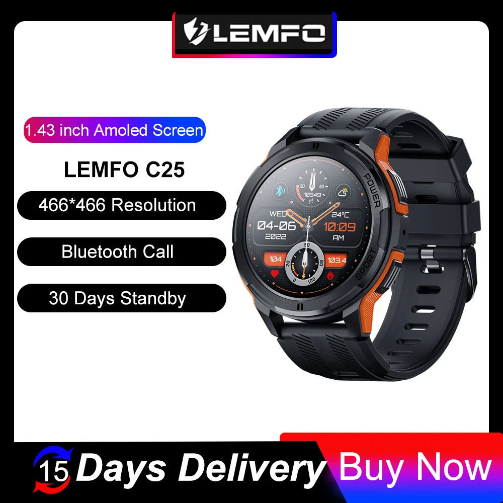 

Смарт-часы LEMFO C25 Amoled мужские, водостойкие, 2023 дюйма, 1,43*466