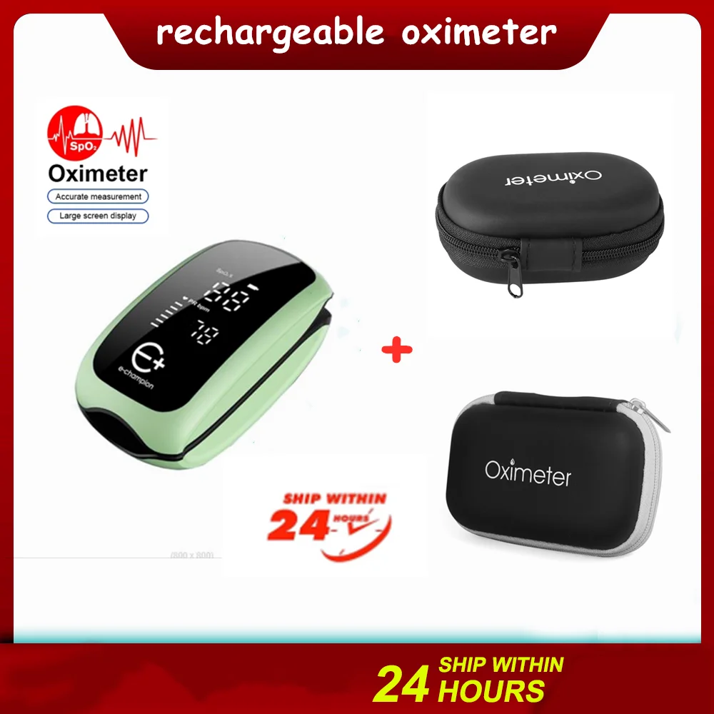 Green Fingertip Pulse Oximeter USB Rechargeable Finger One-key Blood Oxygen Saturation Meter Silicone Mold |