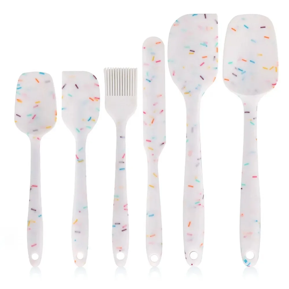 6PCS Silicone Spatula Set Food Grade Heat Resistant Non Stick for Baking Cooking Mixing Scraping Non Scratch Kitchen Utensils 2