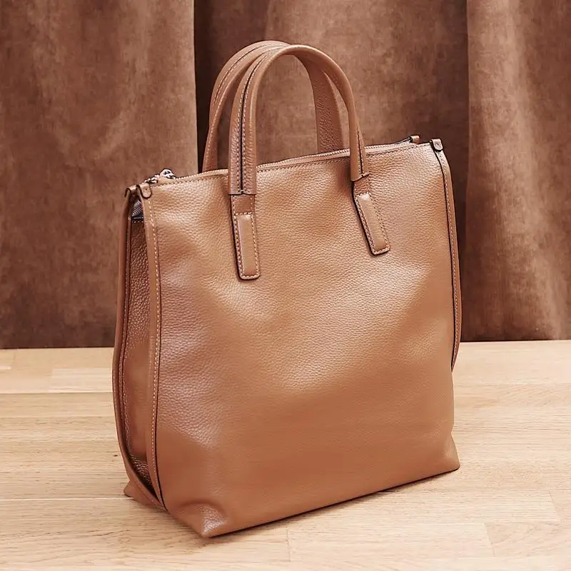 Leather Women's Bag 2022 New Simple Large-capacity Handbag First Layer Cowhide Soft Bag All-match One-shoulder Messenger Bag Tid