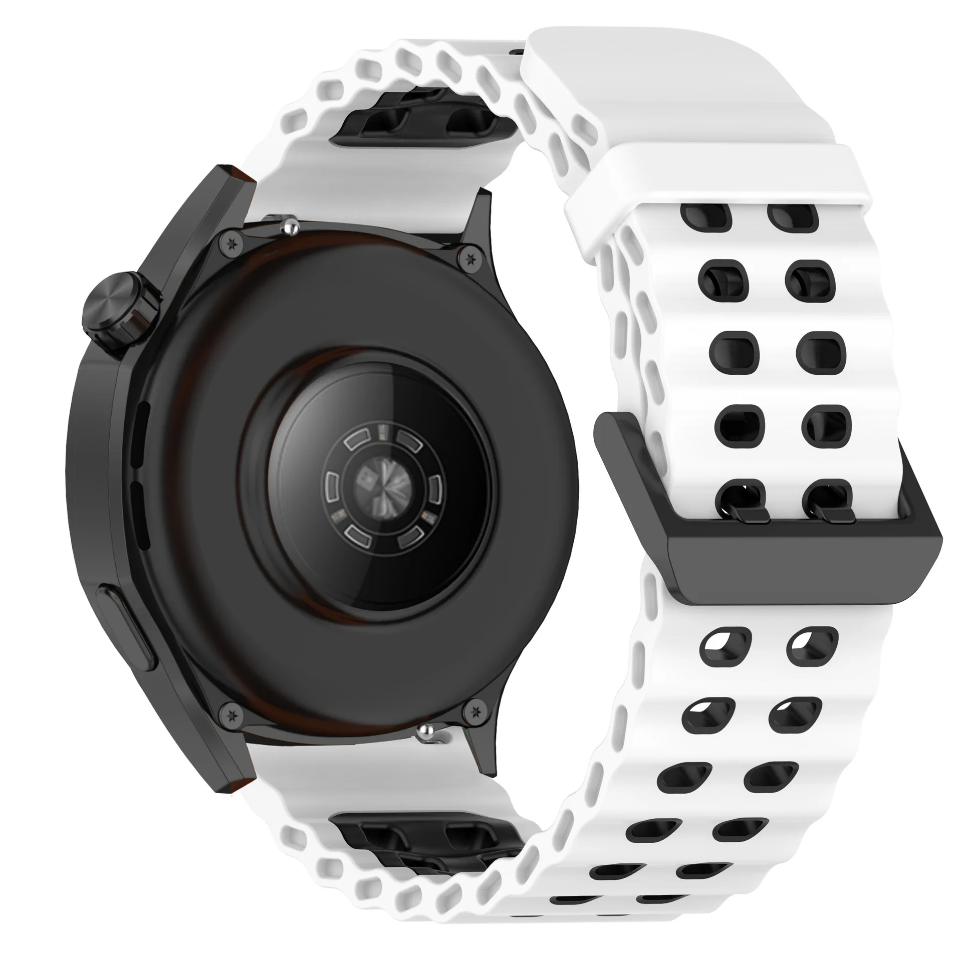 Two-Tone Breathable 22mm Silicone Marine Watch Strap