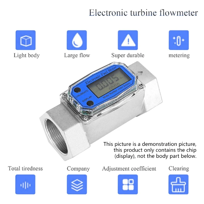 for Turbine Flow Meter Digital Oil Fuel Flow Meter Mini Pump Flow Meter Fuel Die Sel Counter Meter Display Chip Useful Display