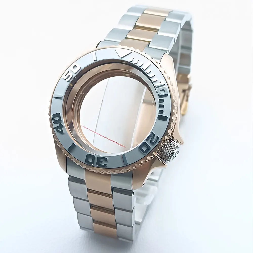42mm Gold/Rose Gold Steel Watch Case with Sapphire Glass and 22mm Strap