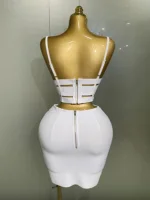 2025 New Arrival High Quality Women Sexy Bandage Tops Fashion Pencil Skirts Set Nightclub Party Celebrate Women's Set - Image 3