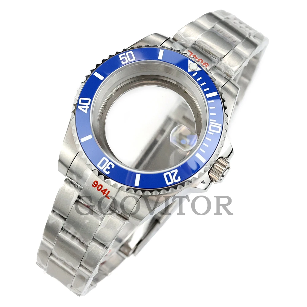 Silver 40mm Solid Stainless Steel Watch Case with Waterproof Brushed Oyster Bracelet