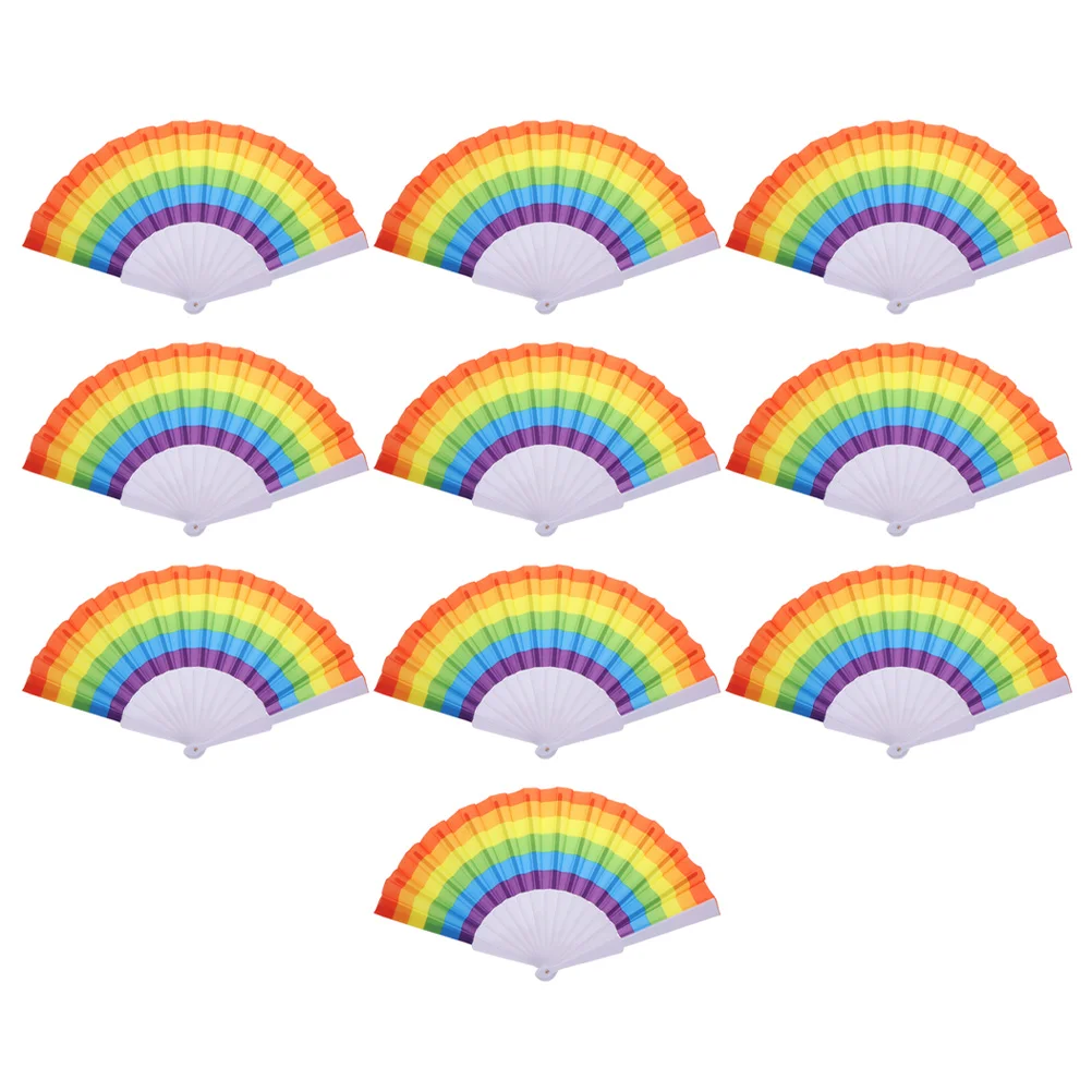 

Durable Folding Fans Rainbow Color Design Fans Creative Folding Fans Rainbow Folding Fan
