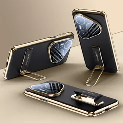 Elegant Leather Wristband with Metal Stand and Lens Enclosure - Slim Protective Cover - Pura 80 Pro Plus (Black)