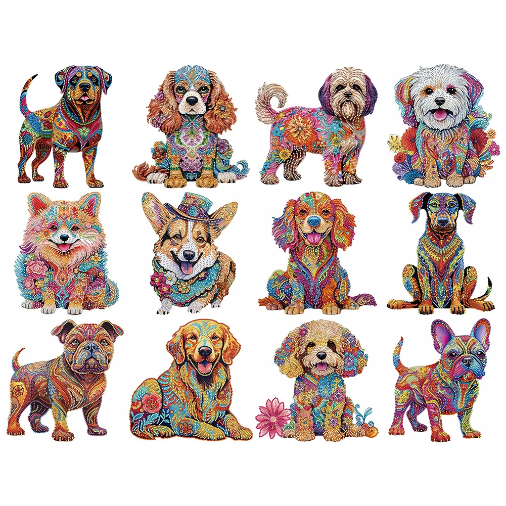 30*30CM 5D DIY Partial Special Shaped Drill Diamond Painting Color Dog Kit Home Decoration Art Craft Mosaic Painting