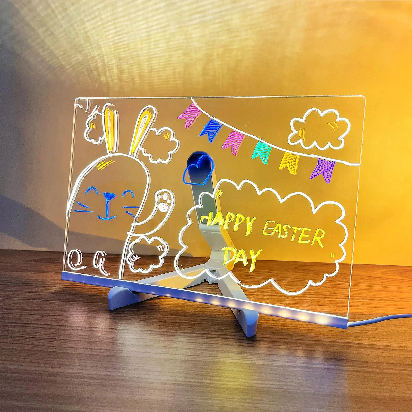 DIY Creative Board Night Light With 7 Colors Pen Erasable Marker LED Lamp Doodle Light Board For Party Kids Bedroom Light Decor