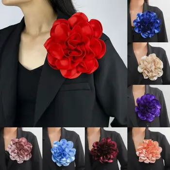 دبوس طية صدر من الساتان الفرنسي مصنوع يدويًا ، بروش زينة كبير للزهور ، إكسسوارات ملابس ، 20 *