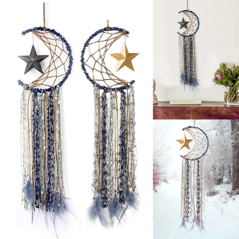 

Ловцы снов Moon Windchimes Настенные украшения Перо Ловцы снов Украшения 69HF