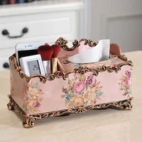 European Retro Resin Plastic Tissue Boxes Hotel Home Living Room Bedroom Desktop Storage Box Originality Paper Extraction Box 1