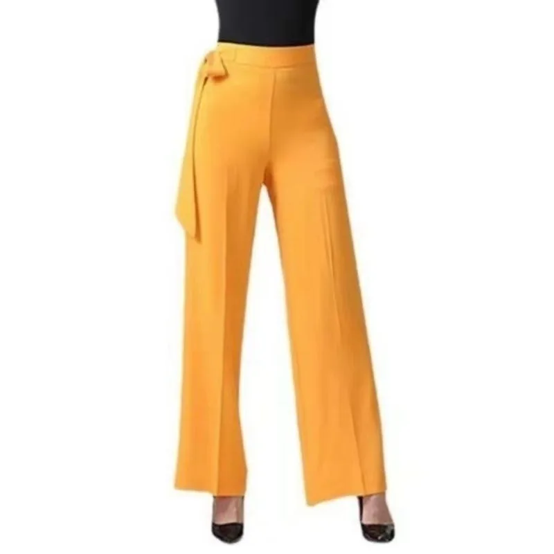 Women Wide-legged Pants Black Dancewear Woman Clothing Straps High Waisted Luxurious Elegant Casual Slim Design Office Lady