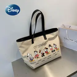 Disney New Mickey Fashion Trend Ladies Handbag Canvas Large Capacity Storage Bag High Quality Luxury Brand Ladies Shoulder Bag