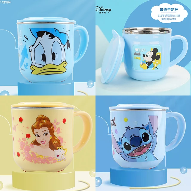 Disney-tazas de dibujos animados de Stitch para niños, taza de leche de  Mickey Mouse, taza de acero inoxidable 3D de Frozen Elsa, taza para beber,  taza de Minnie - AliExpress