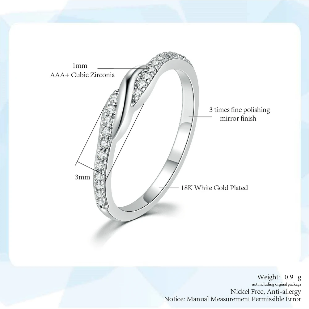 ZHOUYANG Twist Dainty Ring For Women Simple Intertwined Micro Zircon White Gold Color Daily Birthday Gift Fashion Jewelry DZR020 6